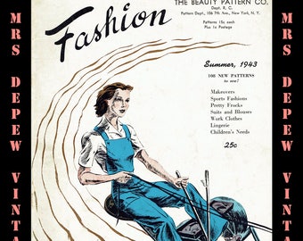 1940s War Era Vintage Pattern Catalog Booklet The Beauty Pattern Co. From Summer 1943 -INSTANT DOWNLOAD