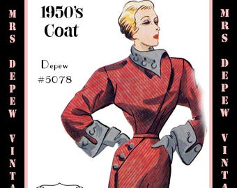 Vintage Sewing Pattern Template & Scale Rulers 1950's Coat Dress -Any Size - PLUS Size Included -  5078 -INSTANT DOWNLOAD-