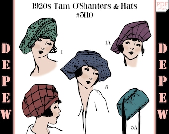 Vintage Sewing Pattern 1910s - 1920s Ladies’ Tam-O’Shanter & Hats #3110 -INSTANT DOWNLOAD PDF