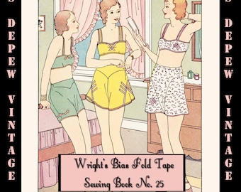 Vintage Sewing Pattern E-book Wright's Bias Fold Tape Book No. 25 & Full Pattern Sheet - INSTANT DOWNLOAD