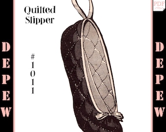 vintage Sewing Pattern Ballet Slipper Quilted 1940s Style Printable PDF Multi Size #1011 -Téléchargement instantané-