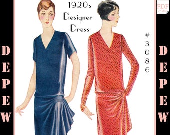 Vintage Sewing Pattern Reproduction Ladies' 1920s Worth Couture Dress #3086 - INSTANT DOWNLOAD