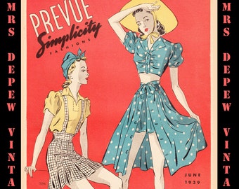 3 Vintage Pattern Catalog Booklets Simplicity Prevue PDF Copy From Summer 1939 -INSTANT DOWNLOAD-