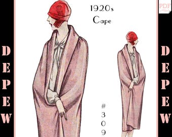 Vintage Sewing Pattern Ladies' 1920s Day & Evening Cape #3094 - INSTANT DOWNLOAD