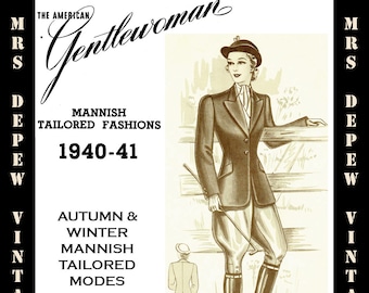 1940-41 The American Gentlewoman Mannish Fashions Tailoring Vintage Sewing Pattern E-Book - INSTANT DOWNLOAD