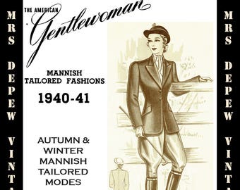 1940-41 The American Gentlewoman Mannish Fashions Tailoring Vintage Sewing Pattern E-Book - INSTANT DOWNLOAD