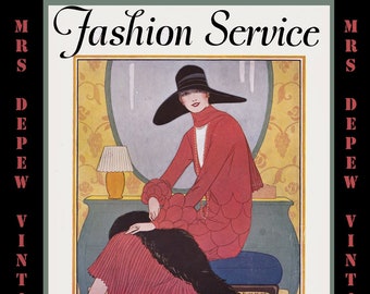 Vintage Sewing Book Autumn 1926 Fashion Service Magazine Dressmaking E-book Featuring Flapper Hats, Dresses and Lingerie -INSTANT DOWNLOAD-