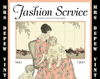 1930s Vintage Fashion Service Magazine May 1931 Fashion & Sewing Patterns - INSTANT DOWNLOAD