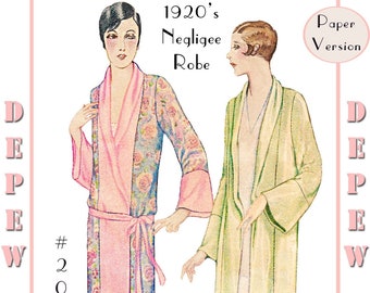 Vintage Sewing Pattern 1920s Negligee Robe #2022 Multi-Size- PAPER VERSION