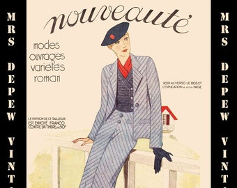 1930s French Fashion Magazine E-book Nouveauté Featuring Embroidery, Sewing and Knitting Patterns -INSTANT DOWNLOAD