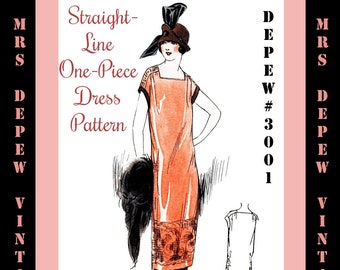 Vintage Sewing Pattern Instructions 1920s One Piece Dress Ebook Depew 3001 -INSTANT DOWNLOAD-