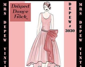 Vintage Sewing Pattern Instructions 1920s Flapper Easy Draped Dress Ebook Depew 3030 -INSTANT DOWNLOAD-