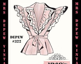 Cartamodello vintage per camicetta o giacca francese anni '40 in qualsiasi taglia - Taglie forti incluse - Depew 322 - DOWNLOAD IMMEDIATO