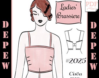 Vintage Sewing Pattern Ladies 1910's - 1920's Style Brassiere Multisize Depew #2025 -INSTANT DOWNLOAD-
