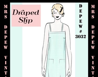 Vintage Sewing Pattern 1920's Flapper Draped Slip 3032 -INSTANT DOWNLOAD-