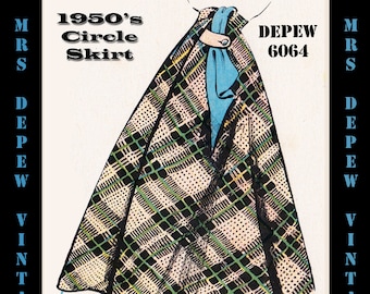 Vintage Sewing Pattern Template & Scale Rulers 1950s Skirt in Any Size - PLUS Size Included -  6064 -INSTANT DOWNLOAD-