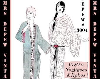 Vintage Sewing Pattern Instructions 1920's Flapper Basic Neglige Robes Ebook PDF Depew 3004 -DOWNLOAD ISTANTANEO-