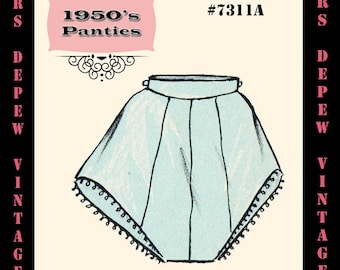 Vintage Sewing Pattern Template & Scale Rulers 1950s Panties- Any Size - PLUS Size Included -  7311A -INSTANT DOWNLOAD-