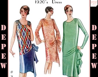 Vintage Sewing Pattern Ladies' 1920s Evening Gown or Day Dress #3062 - INSTANT DOWNLOAD