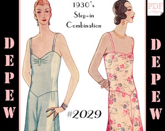 Vintage Sewing Pattern Multi-Size 1920s Step-in Combination Teddy #2029 - INSTANT DOWNLOAD PDF