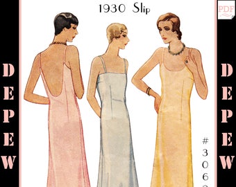 Vintage Sewing Pattern Ladies' 1920s - 1930s Style Slip Depew #3069 Multisize -INSTANT DOWNLOAD PDF