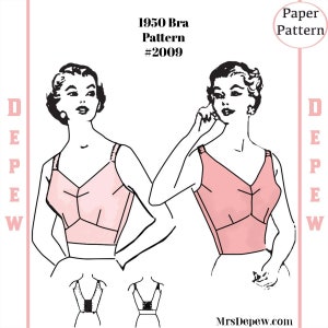 Vintage Sewing Pattern 1950s Ladies' Long Line Full Coverage Bra #2009 32 34 36 38 40 42 44 46 48" bust - PAPER VERSION