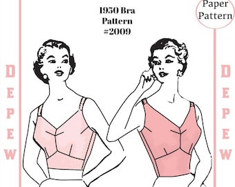 Vintage Sewing Pattern 1950s Ladies' Long Line Full Coverage Bra #2009 32  34 36 38 40 42 44 46 48 bust - PAPER VERSION