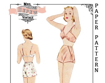 Vintage Sewing Pattern 1930s Bra and Panties Lingerie Set Multisize #2027 - PAPER VERSION