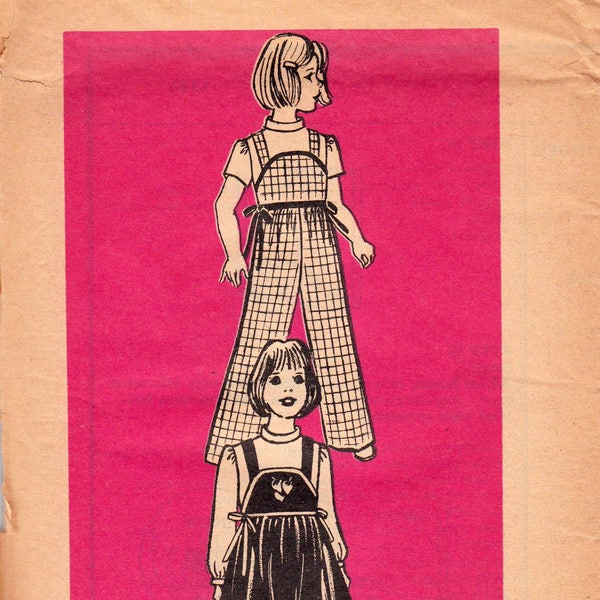 1960s Vintage Sewing Pattern Girls' Overalls and Jumper Dress Mail Order 9394 25" Bust - Free Pattern Grading E-book Included