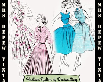 Haslam Dresscutting Book Youthful Styles 1950s Vintage Sewing Pattern E-book with 17 Pattern Draftings