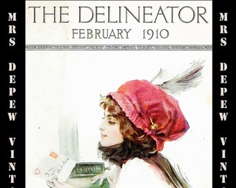 Vintage Sewing Pattern Advertisement Collection Delineator Magazine February 1910 PDF Featuring Butterick -INSTANT DOWNLOAD-