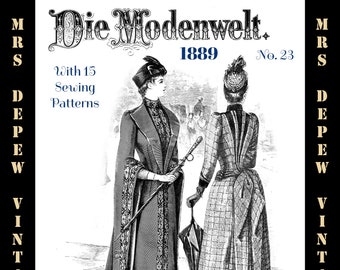 Vintage Victorian German Pattern Magazine 1889 Die Modenwelt E-Book & Sewing Pattern Sheets -INSTANT DOWNLOAD-