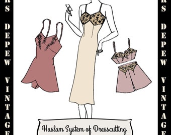 Haslam Dresscutting Book of Draftings Lingerie No. 0 jaren 1930 Vintage naaipatroon E-book met 15 patronen - INSTANT DOWNLOAD