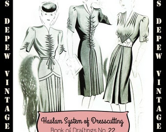 Haslam Dresscutting Book No. 22 1945 Vintage Sewing Pattern E-book with 24 Pattern Draftings- INSTANT DOWNLOAD