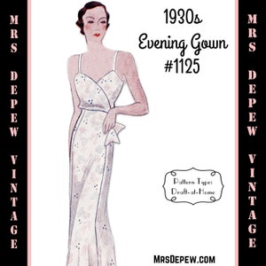 Vintage Sewing Pattern Template & Scale Rulers 1930s Evening or Wedding Gown in Any Size 1125 PLUS Size Included INSTANT DOWNLOAD image 1