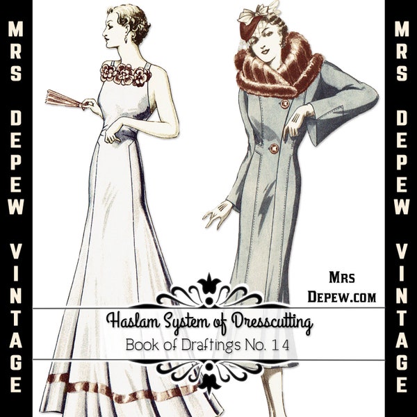 Haslam Dresscutting Book No. 14 1930s Vintage Sewing Pattern E-book with 33 Pattern Draftings - INSTANT DOWNLOAD PDF