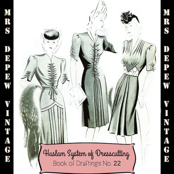 Haslam Dresscutting Book No. 22 1945 Vintage Schnittmuster E-Book mit 24 Schnittmuster-Zeichnungen- INSTANT DOWNLOAD