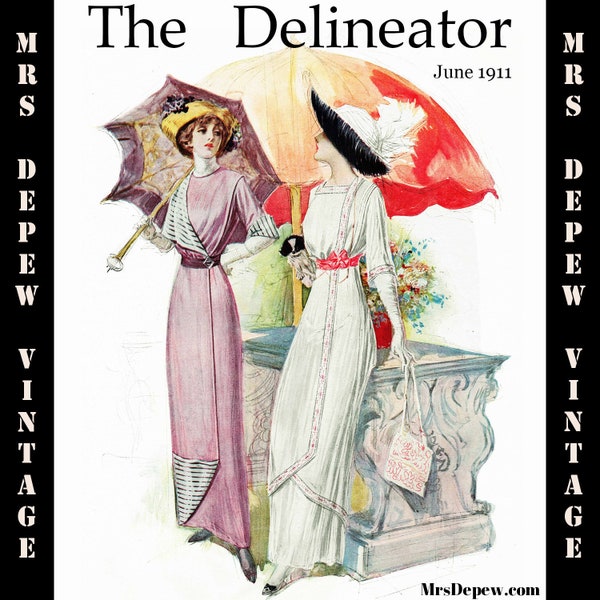 Juni 1911 Vintage Edwardian Delineator Magazin mit schönen Anzeigen, Butterick Muster, Nähen - INSTANT DOWNLOAD