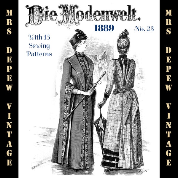 Vintage Victorian German Pattern Magazine 1889 Die Modenwelt E-Book & Sewing Pattern Sheets -INSTANT DOWNLOAD-