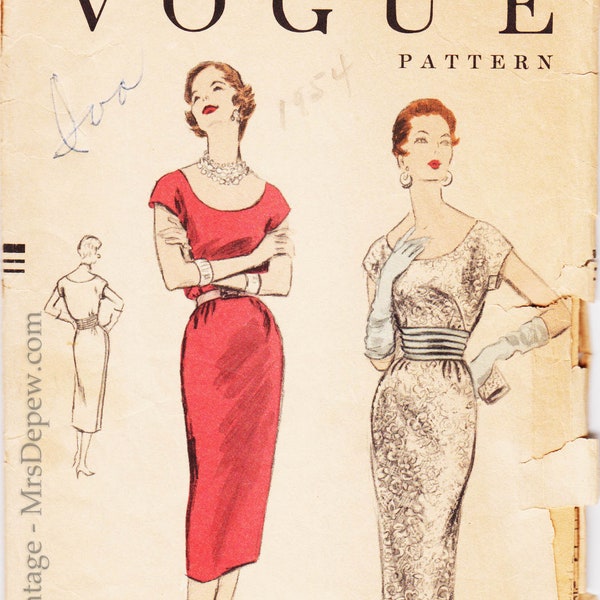 ORIGINAL Vintage Schnittmuster 1950er Jahre Damenkleid Vogue 8264 Größe 32" Büste - Gratis Schnittmuster Grading E-Book inklusive