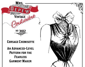 Vintage Sewing Pattern 1890s Ladies' French Corsage Chemisette Depew #3182 -INSTANT DOWNLOAD