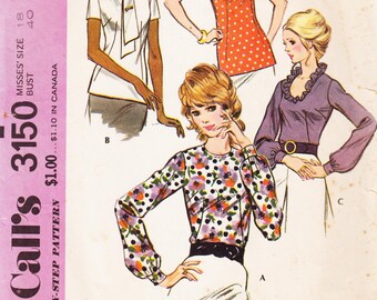 Vintage Sewing Pattern Ladies' Blouses McCall's 3150 Size 18 40" Bust - Free Pattern Grading E-book Included