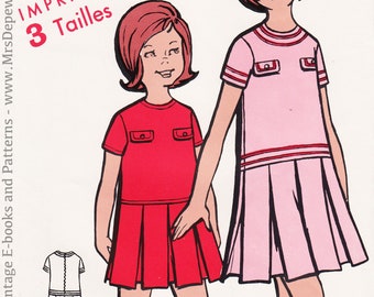 Vintage Sewing Pattern 1960s Girl's Dress French Modes et Travaux 5641 3-10 Years Old