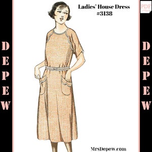 Vintage Sewing Pattern 1910s-1920s Ladies' House Dress Size 38" Bust #3138 - INSTANT DOWNLOAD