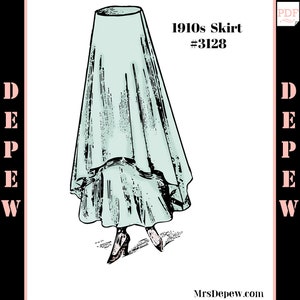 WWI Vintage Sewing Pattern 1910s Ladies&#39; Skirt with Over skirt and Flounce #3128 Circa 1916 - INSTANT DOWNLOAD