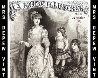 La Mode Illustrée Vintage French Fashion Magazine 25 Février 1883 No. 8 - INSTANT DOWNLOAD