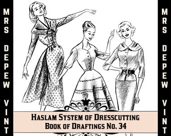 Haslam Dresscutting Book Annual No. 34 1957 Vintage Sewing Pattern E-book with 30 Pattern Draftings