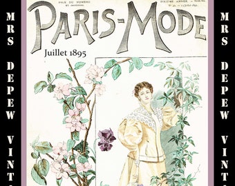 1890s Antique French Magazine Paris Mode July 1895 Fashion and Sewing E-book Copy - INSTANT DOWNLOAD