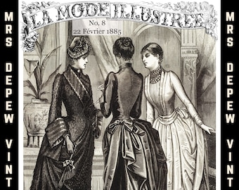 La Mode Illustrée Vintage French Fashion Magazine 22 Février 1885 No. 8 - INSTANT DOWNLOAD