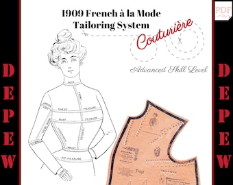 Morris Brothers A La Mode Tailor System Bodice Draft Sloper Set 1900s Sewing Pattern Drafting Kit - PDF